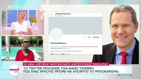 Το Twitter μπλόκαρε τον Θάνο Τζήμερο - Πως ένας χρήστης μπορεί να αποφύγει το μπλοκάρισμα;