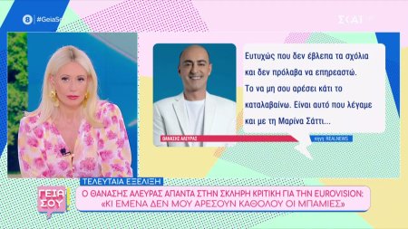 Ο Θ. Αλευράς απαντά στη σκληρή κριτική για την Eurovision: «Κι εμένα δεν μου αρέσουν καθόλου οι μπάμιες»