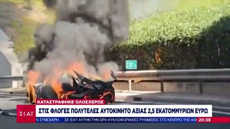 Αττική Οδός: Στις φλόγες πολυτελές αυτοκίνητο αξίας 2,5 εκατομμυρίων ευρώ – Καταστράφηκε ολοσχερώς 