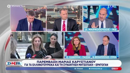  Ο Δ. Μαρκόπουλος (ΝΔ), Ε. Λιακούλη (ΠΑΣΟΚ) και Θ. Θεοχαρόπουλος (ΣΥΡΙΖΑ) μιλούν για την νέα παρέμβαση της Καρύστιανού