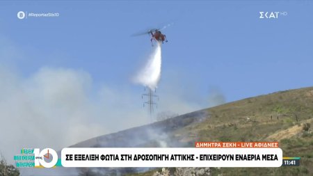 Πυρκαγιά σε χαμηλή βλάστηση στην Δροσοπηγή Αττικής - «112» για ετοιμότητα, επιχειρούν πέντε εναέρια 