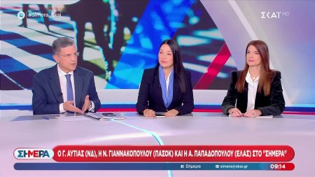Ο Γιώργος Αυτιάς, η Νάντια Γιαννακοπούλου και η Άννα Παπαδοπούλου στο ''Σήμερα'' 